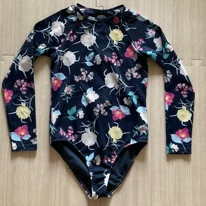 Roxy Kids Floral Rashguard - Blue and Multicolor